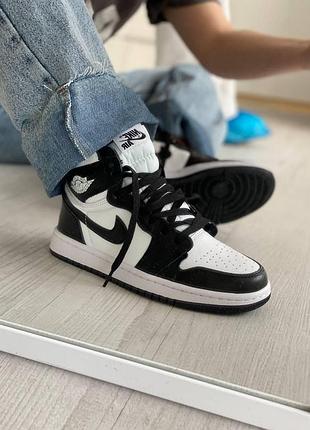 Nike air jordan 1 high черно-белые женские кроссовки, классический стиль и высокий комфорт найк 43