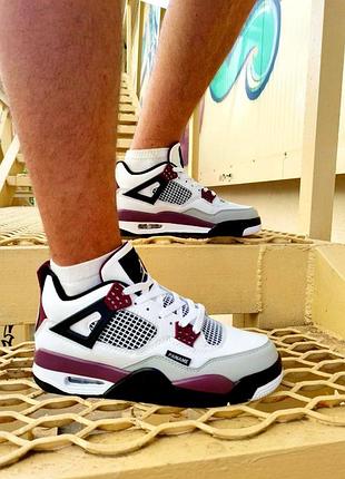 Чоловічі кросівки nike air jordan retro 4 кроси найк аір джордан ретро для чоловіків кеди найк зручні шкіра білі