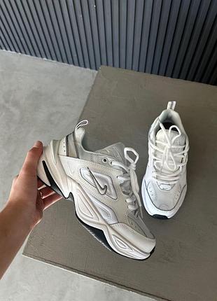 Женские кроссовки nike m2k tekno кроссы найк текно для женщин белые кожаные удобные повседневные 45
