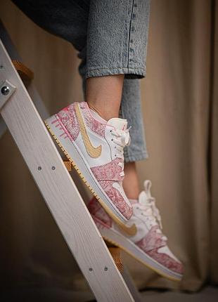 Жіночі кросівки nike air jordan low для жінок рожеві шкіряні стильні зручні повсякденні найк джордан