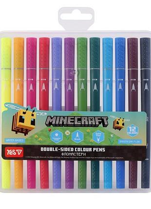 Набор фломастеров двусторонних yes minecraft spring 650596 12 цветов