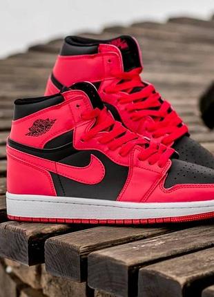 Женские кроссовки nike jordan 1 high red/black, комфорт и стиль на каждый день найк джордан 38