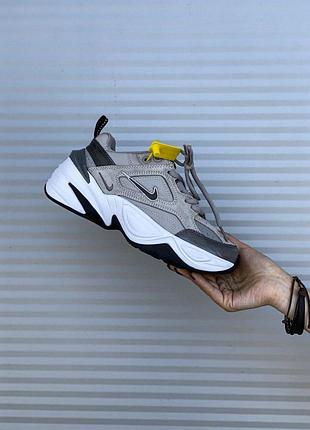 Женские кроссовки nike m2k tekno серые для женщин найки техно кожа удобные повседневные 38