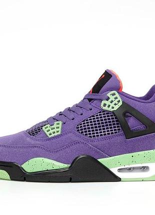 Чоловічі кросівки nike air jordan retro 4 кроси найк аір джордан ретро для чоловіків шкіра найк зручні повсякденні фіолетові