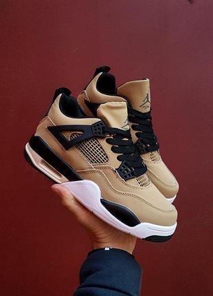 Жіночі кросівки nike air jordan retro 4 бежеві шкіряні для жінок джордани