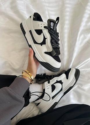 Жіночі шкіряні кросівки nike sb dunk low чорні-білі зручні повсякденні для жінок