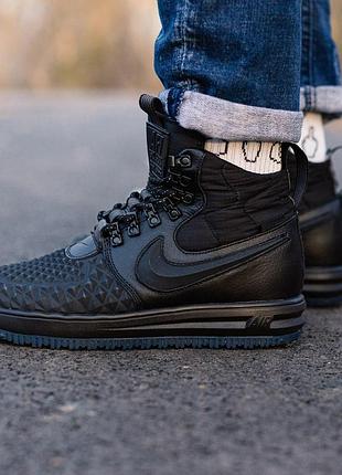 Зимние кроссовки для мужчин nike lunar force 1 duckboot 17 черные кожаные утепленные 43