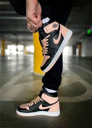 Женские кроссовки nike air jordan 1 high для женщин повседневные кожаные удобные черно-белые кроссы найк аир 37