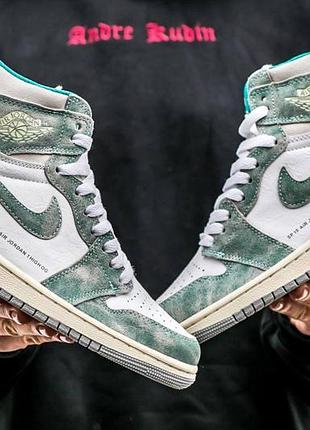 Женские кроссовки nike air jordan 1 high для женщин белые-серые удобные кожаные кроссы найк аир джордан
