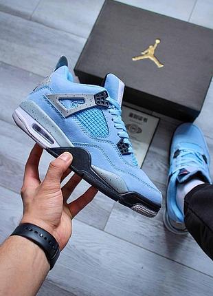 Кеди nike air jordan retro 4 блакитні для чоловіків зручні шкіра найк