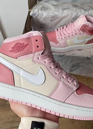 Женские кожаные кроссовки nike jordan 1 high розовые, трендовый выбор для стильных женщин найк джордан 41