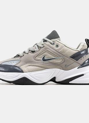 Кроссы nike m2k tekno серые для женщин удобные кожа найки техно повседневные женские 44