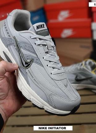 Кросівки чоловічі nike initiator сірі з чорним демісезонні шкіра текстиль найк ішіатор на весну, літо, осінь 45 (28.5 см)