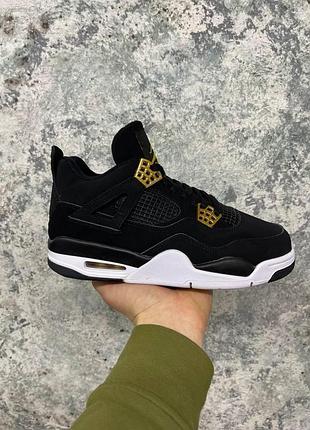 Кроссовки женские nike air jordan retro 4 черные с качественным дизайном найк 44