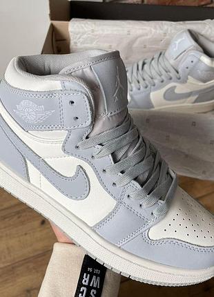 Модные женские кроссовки nike air jordan 1 high голубые, качественные кожаные кроссы найк
