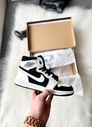 Nike air jordan 1 high женские кроссовки черные и белые, для повседневного использования найк 41