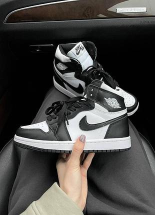 Женские кроссовки nike air jordan 1 high для женщин кожаные удобные черно-белые кроссы найк аир джордан 39