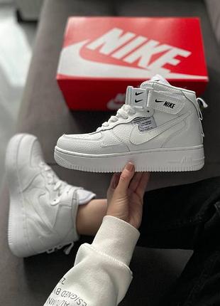 Женские кроссовки на меху nike air force utiliti теплые зимние кроссовки найк белые стильные