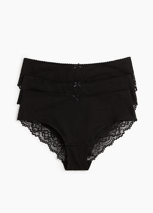 Жіночі трусики h&m, 3 штуки розмір xs, колір чорний