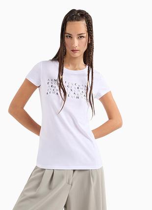 Женская футболка armani exchange (4826244441524) slim fit with logo m белая