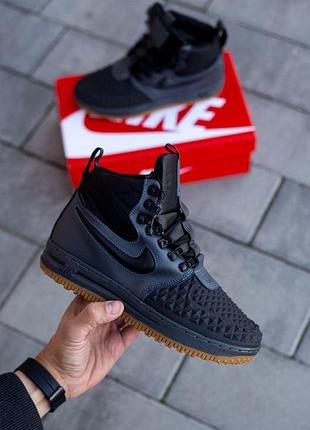 Nike lunar force 1 duckboot 17 зимние кроссовки черные кожаные утепленные для зимы для мужчин