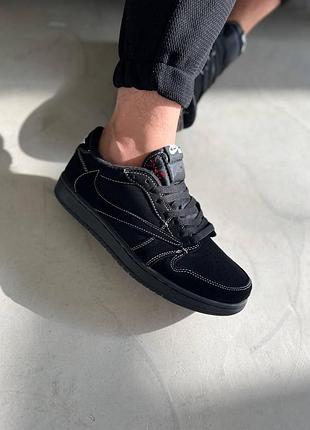 Мужские кроссовки nike air jordan low для мужчин кожа черные найк удобные