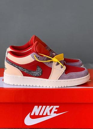 Жіночі кросівки nike air jordan low рожеві стильні шкіряні зручні повсякденні для жінок найк джордан