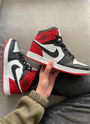 Женские кроссовки nike air jordan 1 high red black white, кроссы для активных девушек найк джордан