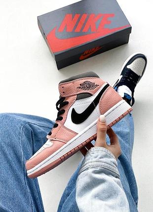 Женские кожаные кроссовки nike jordan 1 high розовые, модный выбор для стильных женщин найк джордан 39