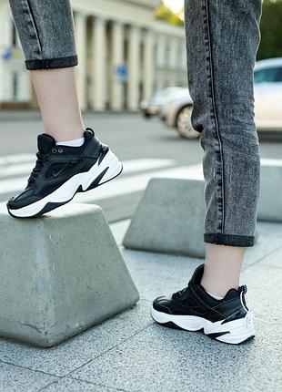 Кроси nike m2k tekno для жінок чорні найки техно шкіряні зручні повсякденні