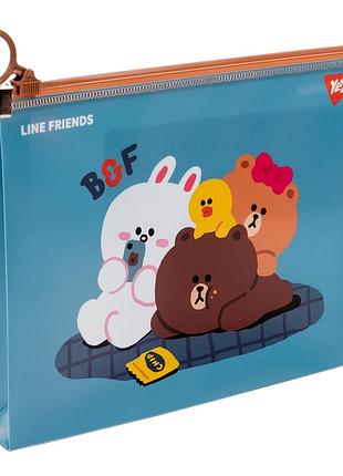 Папка-конверт на молнии b6 yes line friends cony 492095 15х20х3 см
