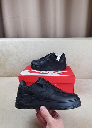 Жіночі кросівки nike air force shadow чорні шкіряні стильні найк