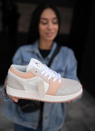 Кроссы nike air jordan low бело-розовые для женщин найки аир джордан лоу удобные кожа повседневные женские кро 40