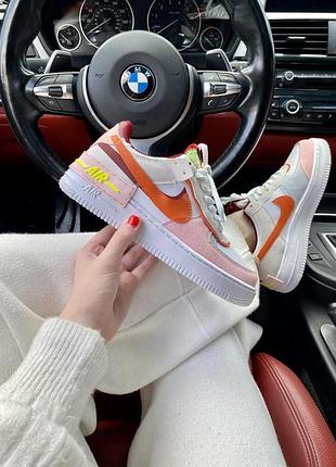 Белые кожаные кроссовки nike air force shadow женские модные найк 39