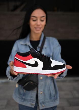 Женские кроссовки nike air jordan low бело-черные кожаные стильные удобные повседневные для женщин найк джорда 45
