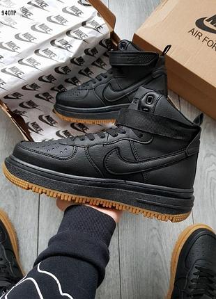 Кроссовки nike air force gore-tex зимние, мужские черные для зимы высокие теплые