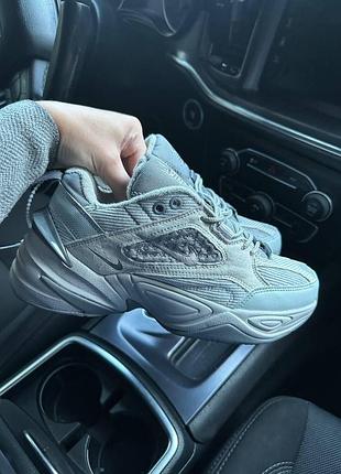 Кроссы nike m2k tekno серые для женщин найки техно удобные кожа повседневные женские кроссовки 38