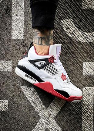 Чоловічі кросівки nike air jordan retro 4 білі джордани для чоловіків зручні шкіряні