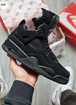 Чоловічі кросівки nike air jordan retro 4 чорні замша для чоловіків стильні зручні