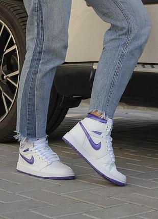 Женские кроссовки nike air jordan 1 high белые, стиль и комфорт в одном найк