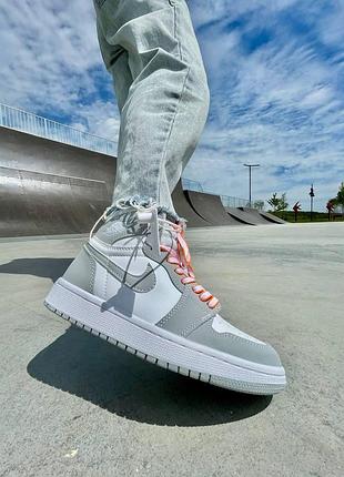 Женские кроссовки nike air jordan 1 high grey, классические кожаные найк 37