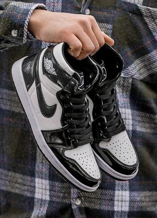 Кроссовки nike air jordan 1 high для мужчин черно-белые кожа найк удобные повседневные 44