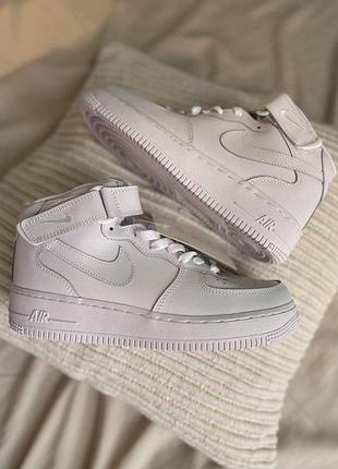 Кроссовки nike air force 1 classic high для женщин белые кожаные повседневные удобные найк аир форс 39