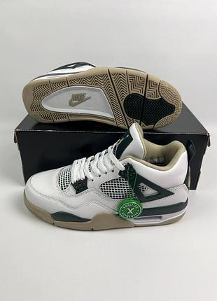 Мужские кроссовки nike air jordan retro 4 белые джорданы кожаные для мужчин удобные повседневные 42