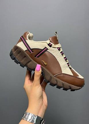 Жіночі кросівки nike air humara lx jacquemus коричневі стильні та зручні найк