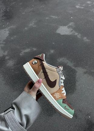 Кроссовки nike air jordan low для мужчин коричневые кожа повседневные найк удобные 44