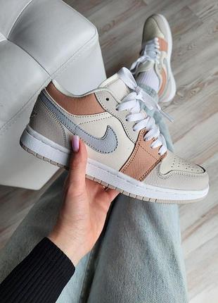 Женские кроссовки nike air jordan low бело-серые кожаные стильные удобные для женщин 39