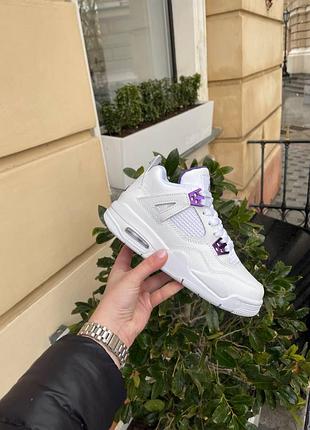 Жіночі кросівки nike air jordan retro 4 кроси найк білі для жінок зручні шкіряні повсякденні найки