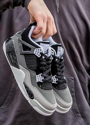 Кеды nike air jordan retro 4 черные для мужчин удобные кожа найк