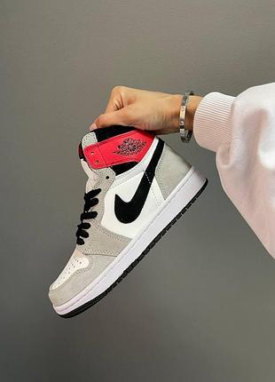 Женские кроссовки nike air jordan 1 high grey red, красивые и удобные кроссы найк 42